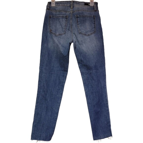 Kut from the Kloth REESE High Rise Ankle Straight Denim Jeans Raw Hem Size 0 29W - Picture 3 of 7